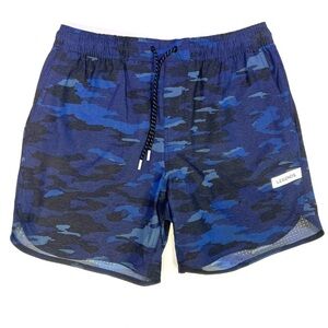 LEGENDS Luka HD Shorts Blue Camo Sz L Large Lined Drawstring Stretch 7”